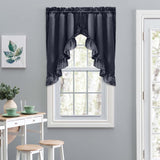 Ellis Stacey 1.5" Rod Pocket High Quality Fabric Solid Color Window Ruffled Swag 60"x38" Navy