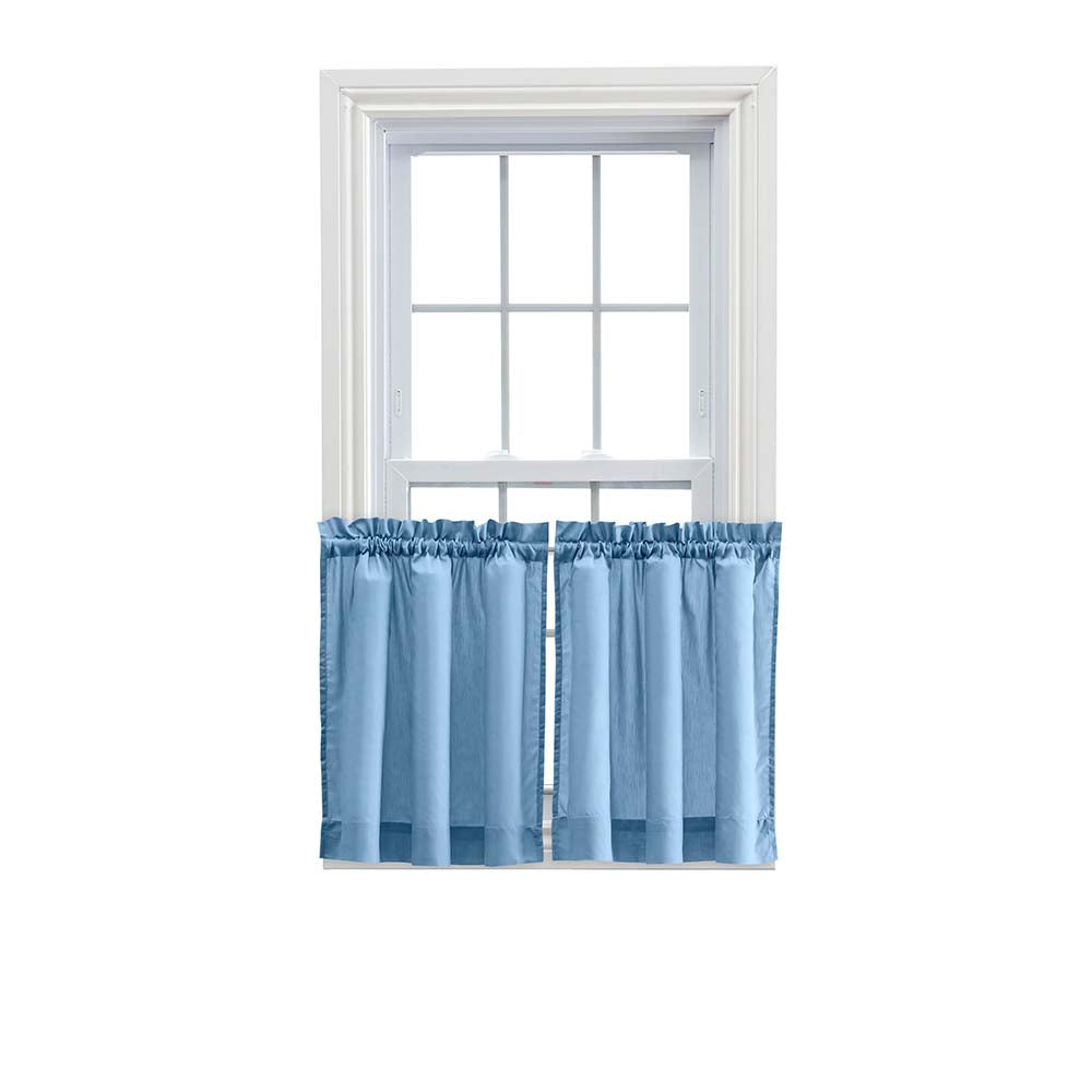 Ellis Stacey 1.5" Rod Pocket High Quality Fabric Solid Color Window Tailored Tier Pair Slate