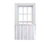 Ellis Stacey 1.5" Rod Pocket High Quality Fabric Solid Color Window Tailored Tier Pair White