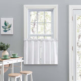 Ellis Stacey 1.5" Rod Pocket High Quality Fabric Solid Color Window Tailored Tier Pair White