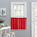 Ellis Stacey 1.5" Rod Pocket High Quality Fabric Solid Color Window Tailored Tier Pair Red