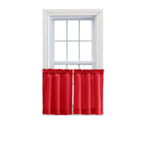 Ellis Stacey 1.5" Rod Pocket High Quality Fabric Solid Color Window Tailored Tier Pair Red