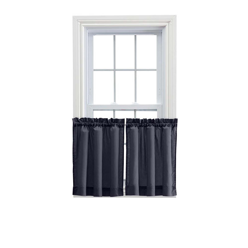 Ellis Stacey 1.5" Rod Pocket High Quality Fabric Solid Color Window Tailored Tier Pair Navy