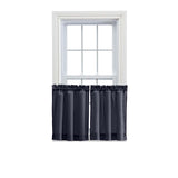 Ellis Stacey 1.5" Rod Pocket High Quality Fabric Solid Color Window Tailored Tier Pair Navy