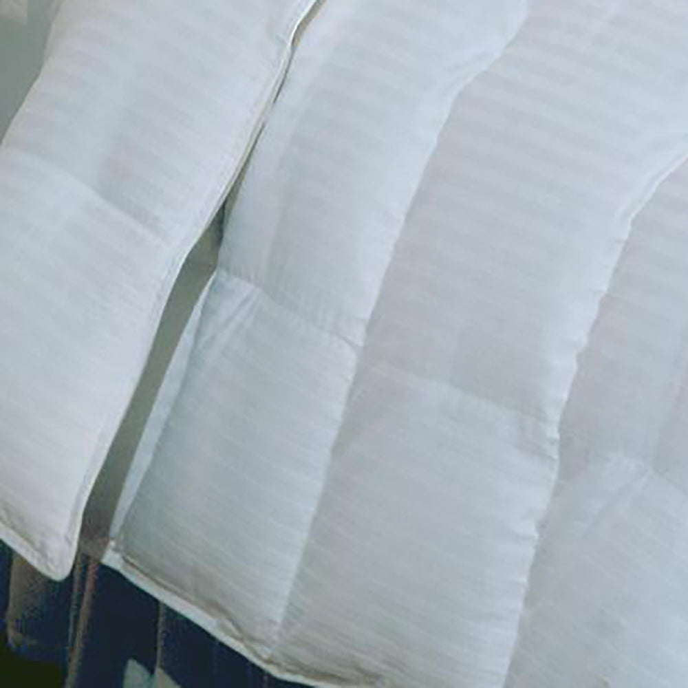 Blue Ridge 500 Thread Count Damask Stripe SILK and Cotton Blend White Down Comforter 600 Fill Power - Full/Queen