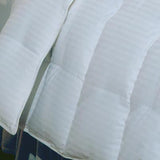 Blue Ridge 500 Thread Count Damask Stripe SILK and Cotton Blend White Down Comforter 600 Fill Power - Full/Queen