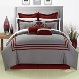 Chic Home Cosmo Red Embroidered Bed In A Bag Comforter With Sheet Set - 12-Piece - Queen 90x90