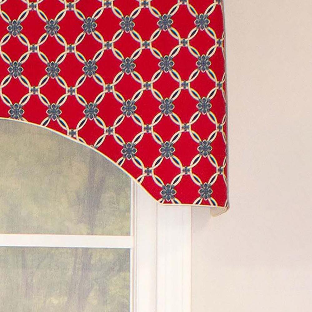Andromeda Geometric Arch 3" Rod Pocket Valance 50" x 17" Red by RLF Home