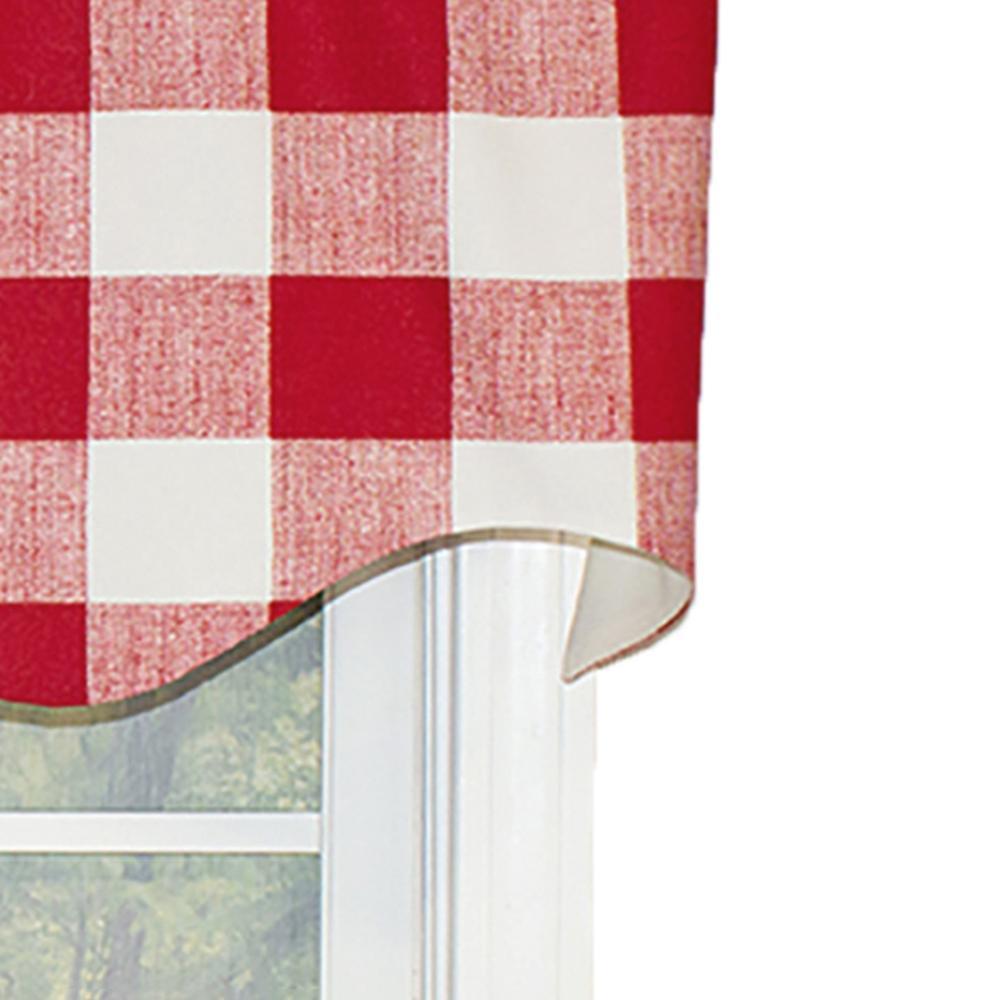 Grande Check Regal Style 3" Rod Pocket Valance 50" x 17" Red by RLF Home