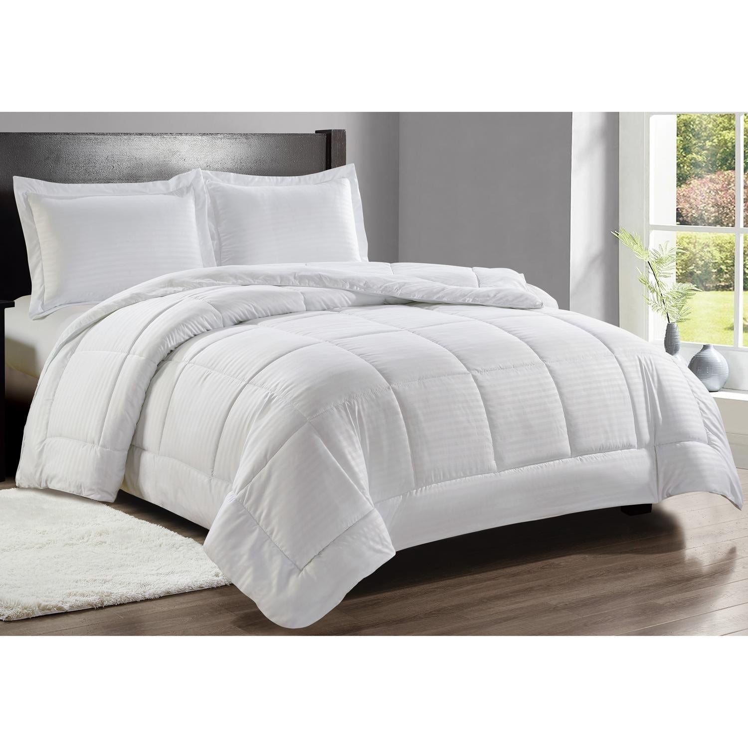 Plazatex Luxurious Soft Bedding 3 Piece Mini Elegant Comforter Set Designed for Stylish and Cozy Bedroom Decor Queen White