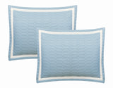 Chic Home Faige 3 Pieces Duvet Cover Set Hotel Collection Two Tone Banded Zipper Closure Decorative Pillow Shams Blue