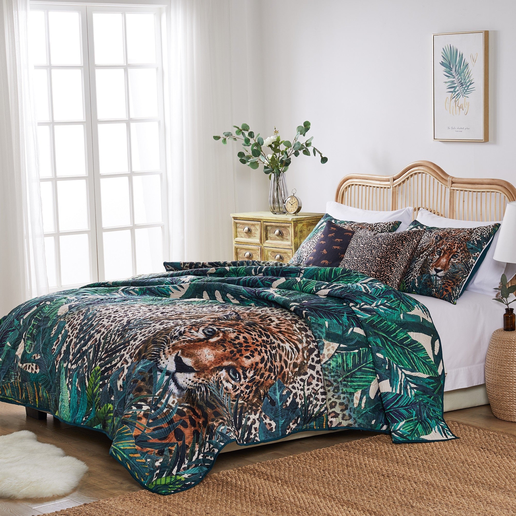 Greenland Home Fashions Barefoot Bungalow Jungle Cat Pillow Sham - Teal
