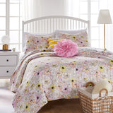 Greenland Home Fashion Misty Bloom Quilt and Pillow Sham Set - Pink