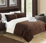 Chic Home Bjurman 7 Pieces Blanket Set Soft Sherpa Lined Microplush Faux Mink With Shams & Sheet Set Brown