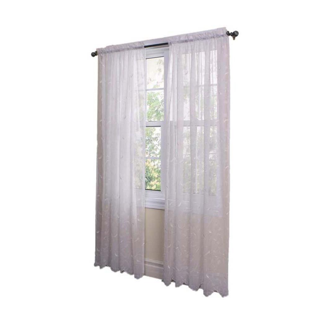 Commonwealth Habitat Hathaway Scroll Motif Tailored Sheer Window Panel - White