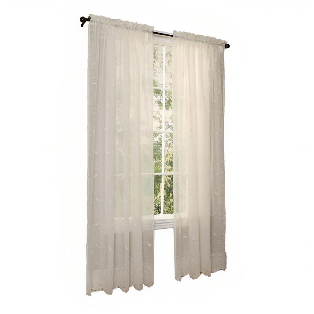 Commonwealth Habitat Hathaway Scroll Motif Tailored Sheer Window Panel - Cream