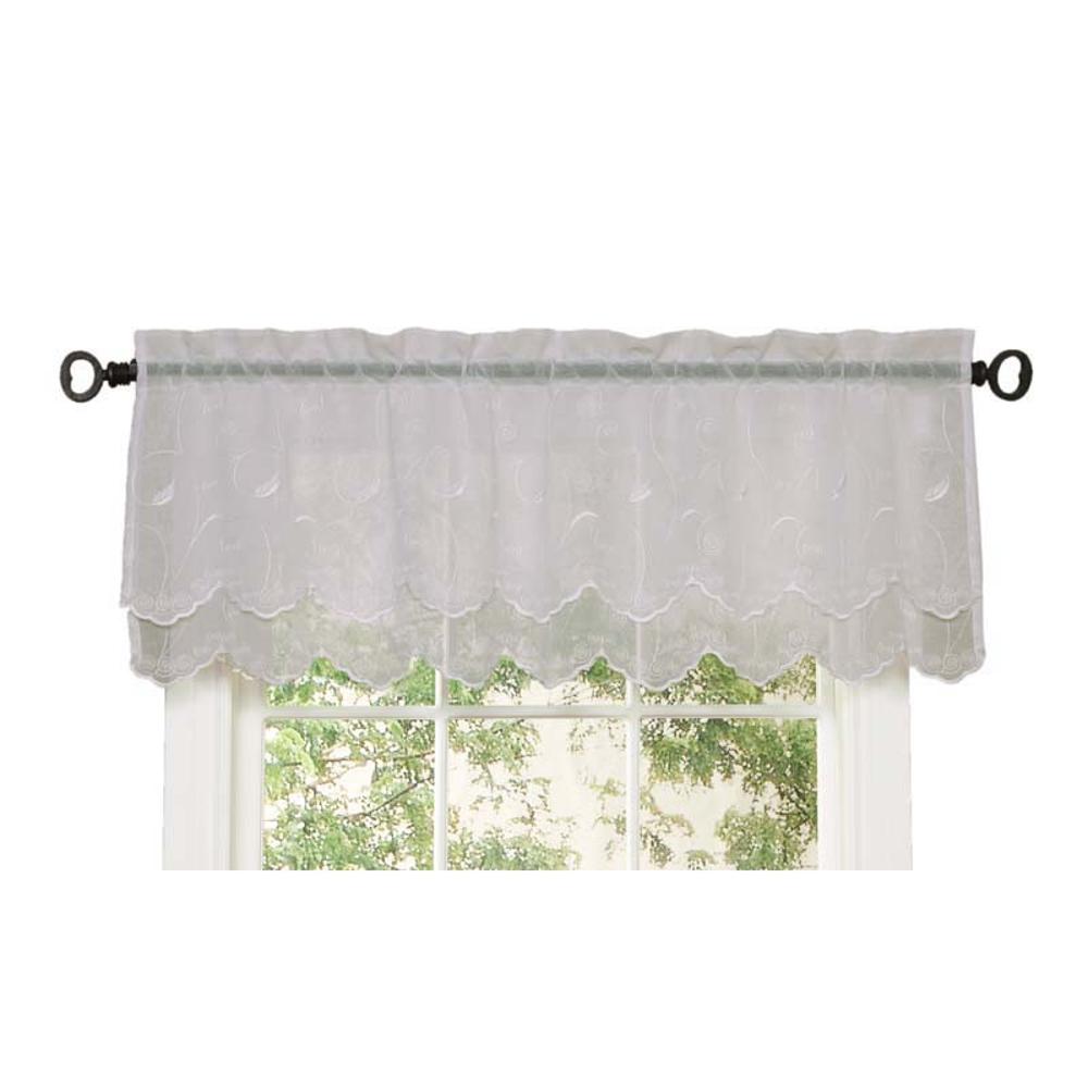 Habitat Hathaway Scroll Motif Double Scalloped Valance - 54x17", White