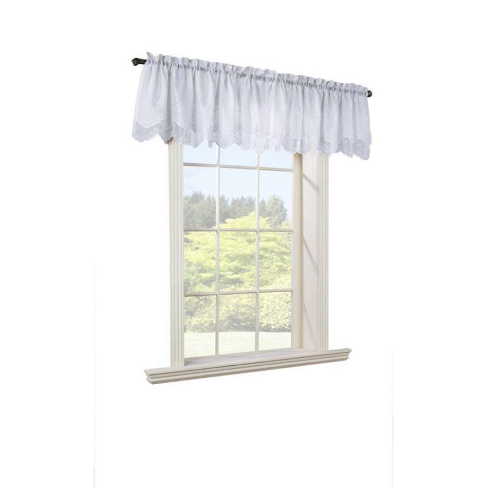 Habitat Hathaway Scroll Motif Double Scalloped Valance - 54x17", Cream