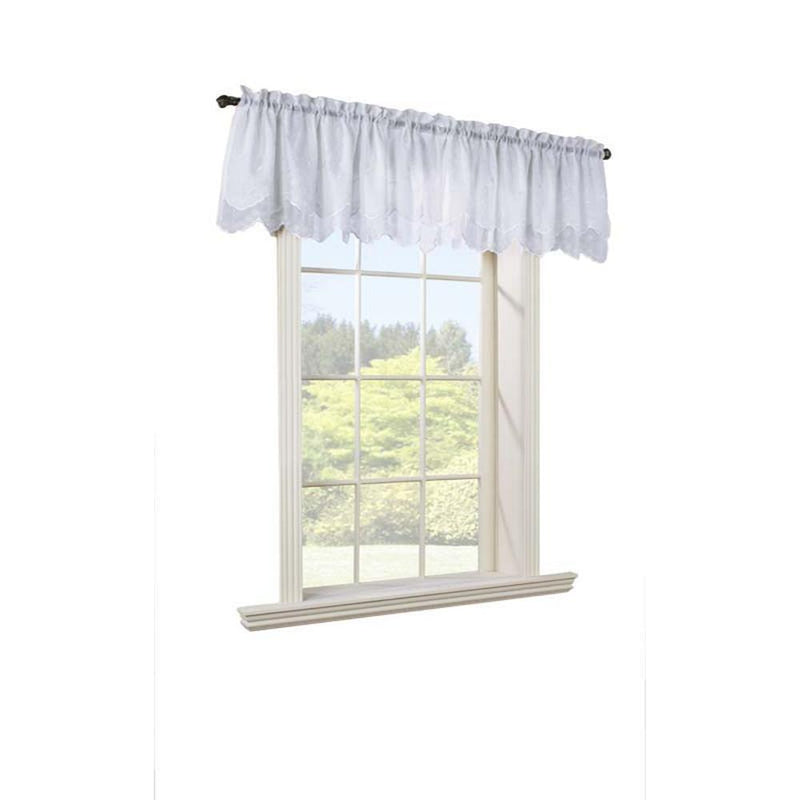 Habitat Hathaway Scroll Motif Double Scalloped Valance - 54x17", Cream