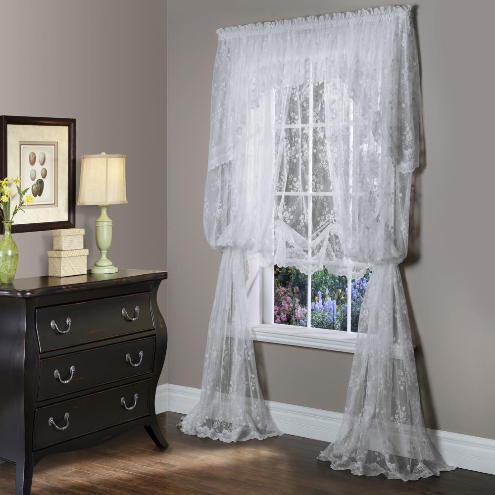 Commonwealth Habitat Mona Lisa Jacquard Lace Tailored Balloon Rod Pocket Curtain Panel - 56x63"