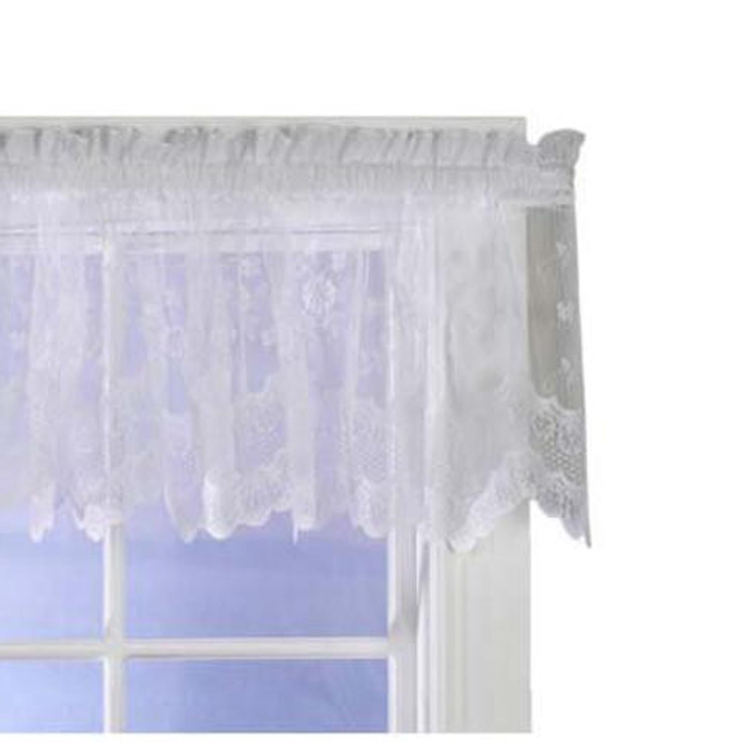 Commonwealth Habitat Mona Lisa Jacquard Scalloped Lace Tailored Valance - 56x15" - White