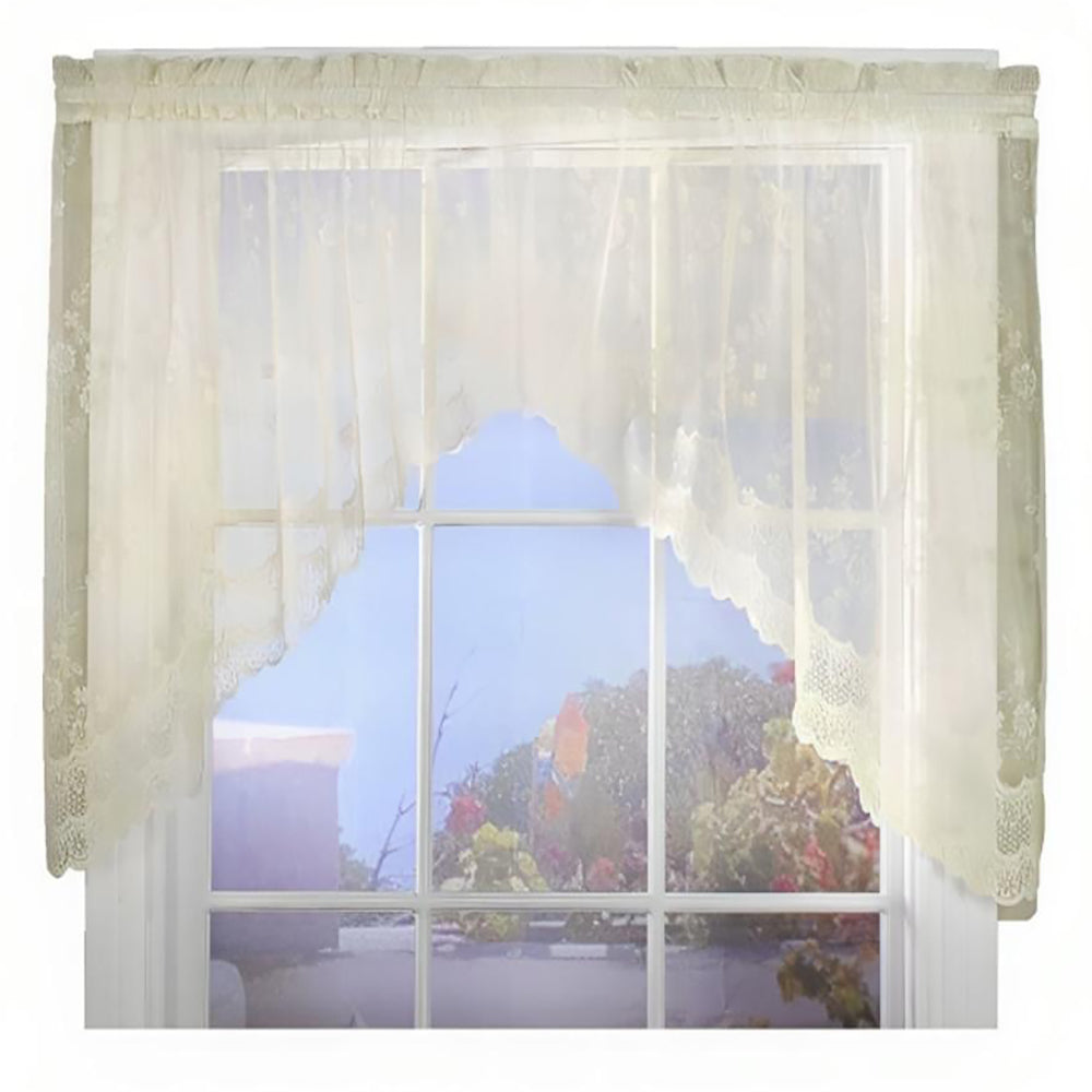 Commonwealth Habitat Mona Lisa Jacquard Scalloped Lace Swag Pair - 72x32"