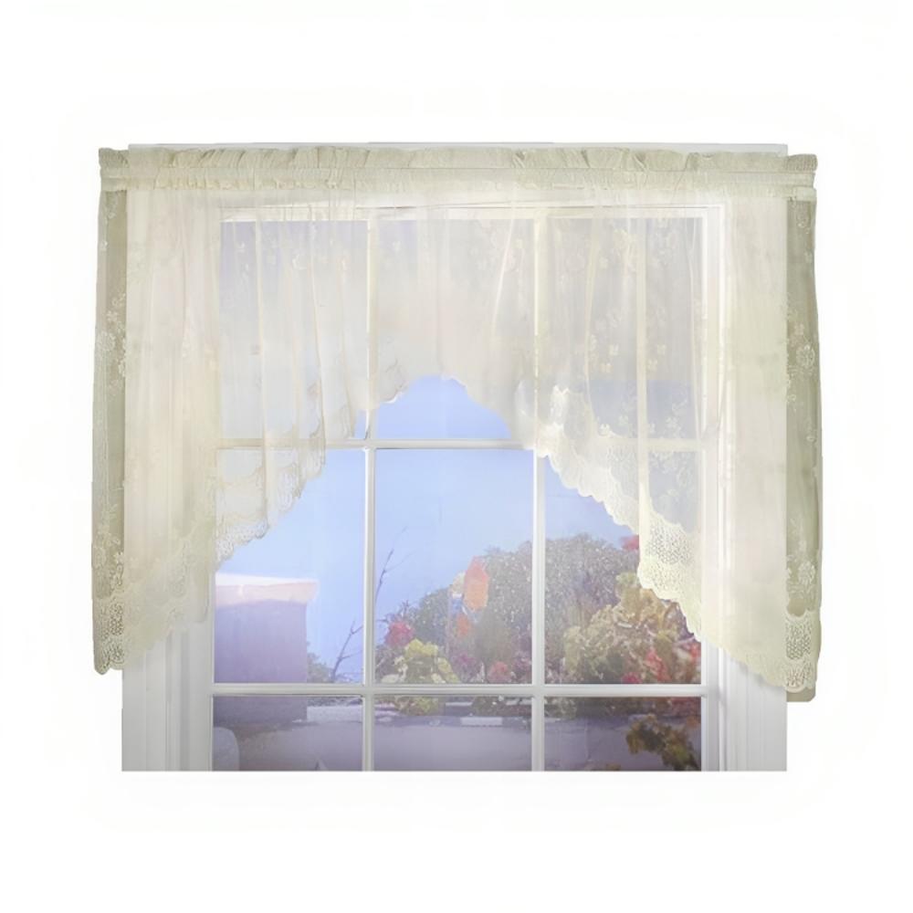 Commonwealth Habitat Mona Lisa Jacquard Scalloped Lace Swag Pair - 72x32"