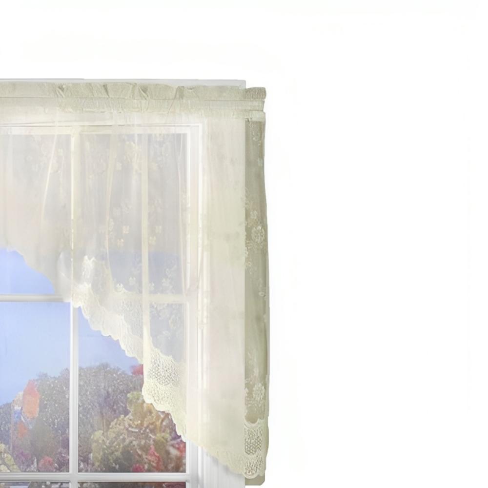 Commonwealth Habitat Mona Lisa Jacquard Scalloped Lace Swag Pair - 72x32"