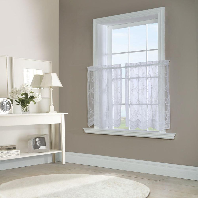 Habitat Mona Lisa Jacquard Scalloped Lace Tailored Tiers Pair