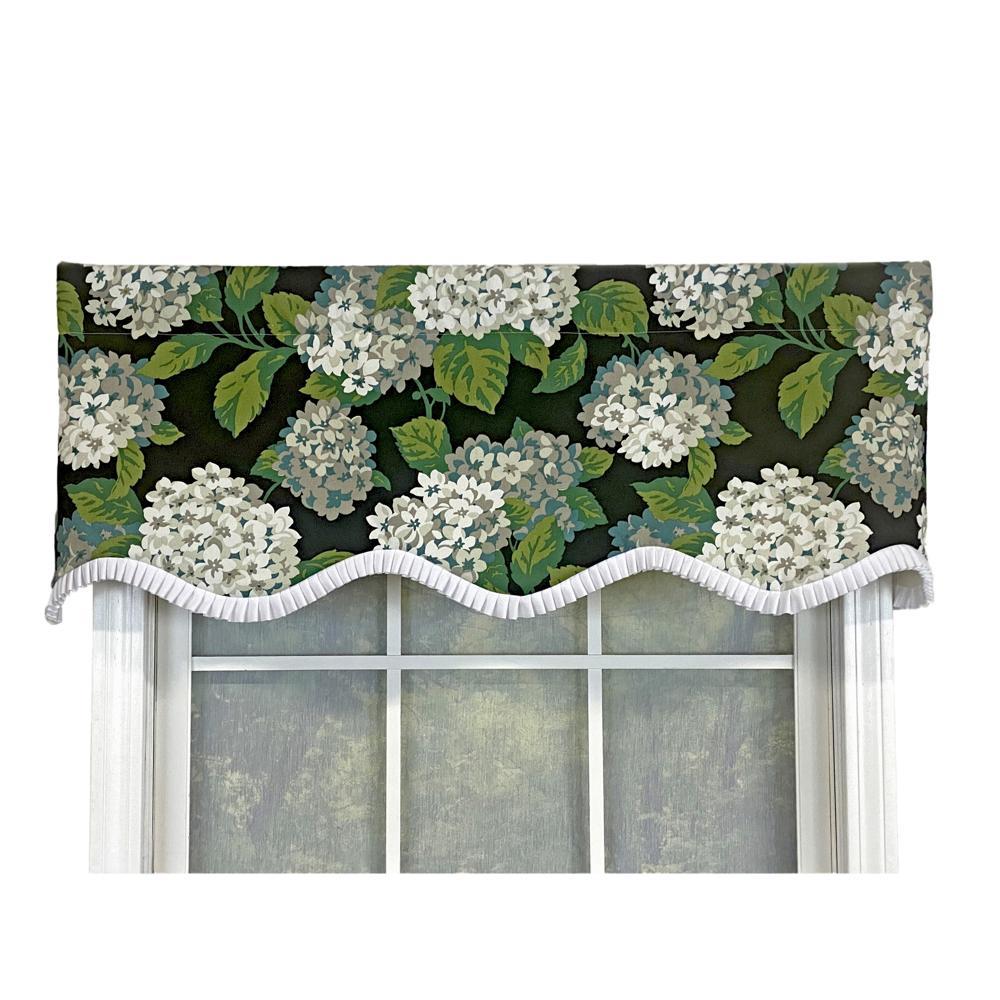 Hydrangea Ruffled Provance valance 3in Rod Pocket 50in x 17in by RLF Home