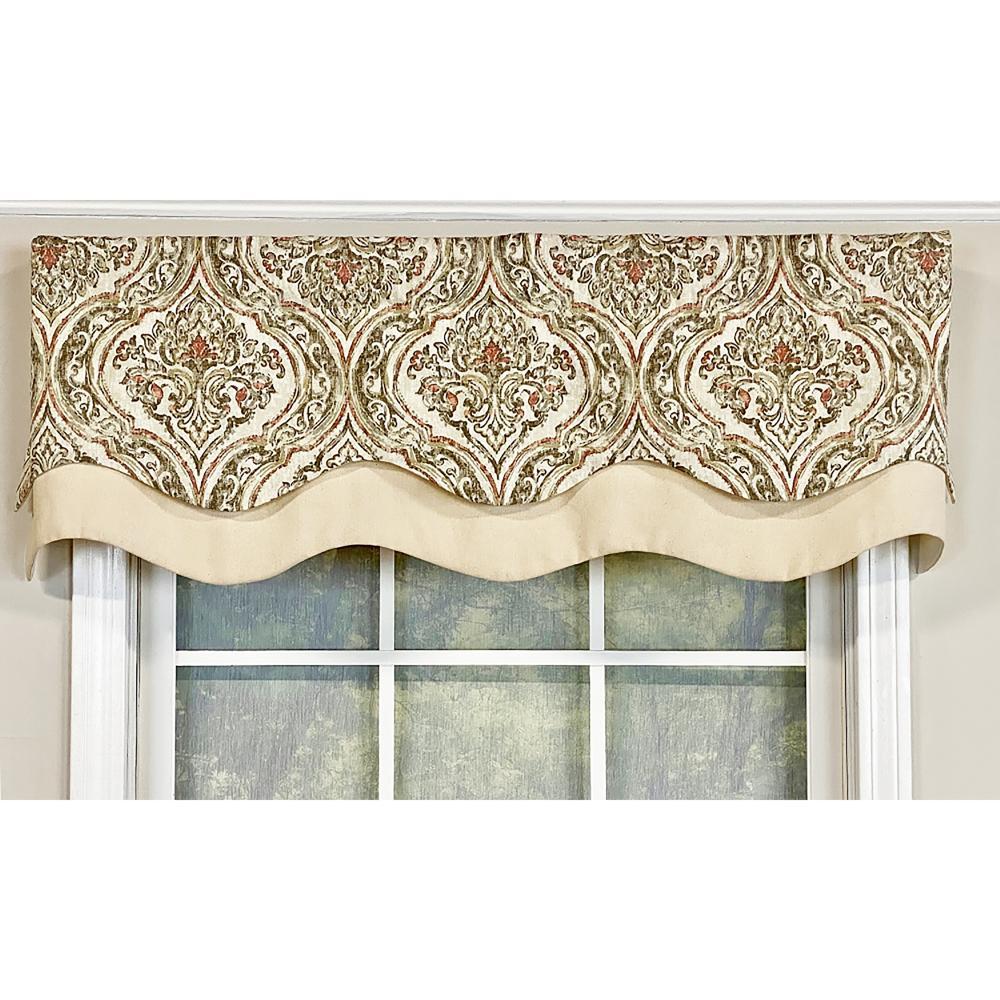 Diamond Damask Glory Window Valance 3in Rod Pocket Layered 50in x 16in by RLF Home
