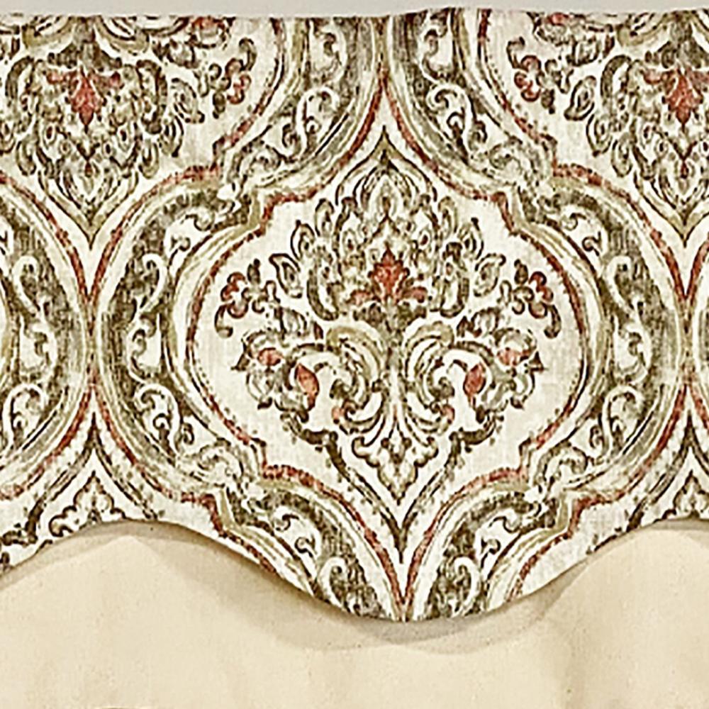 Diamond Damask Glory Window Valance 3in Rod Pocket Layered 50in x 16in by RLF Home