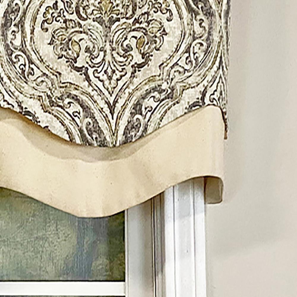 Diamond Damask Glory Window Valance 3in Rod Pocket Layered 50in x 16in by RLF Home