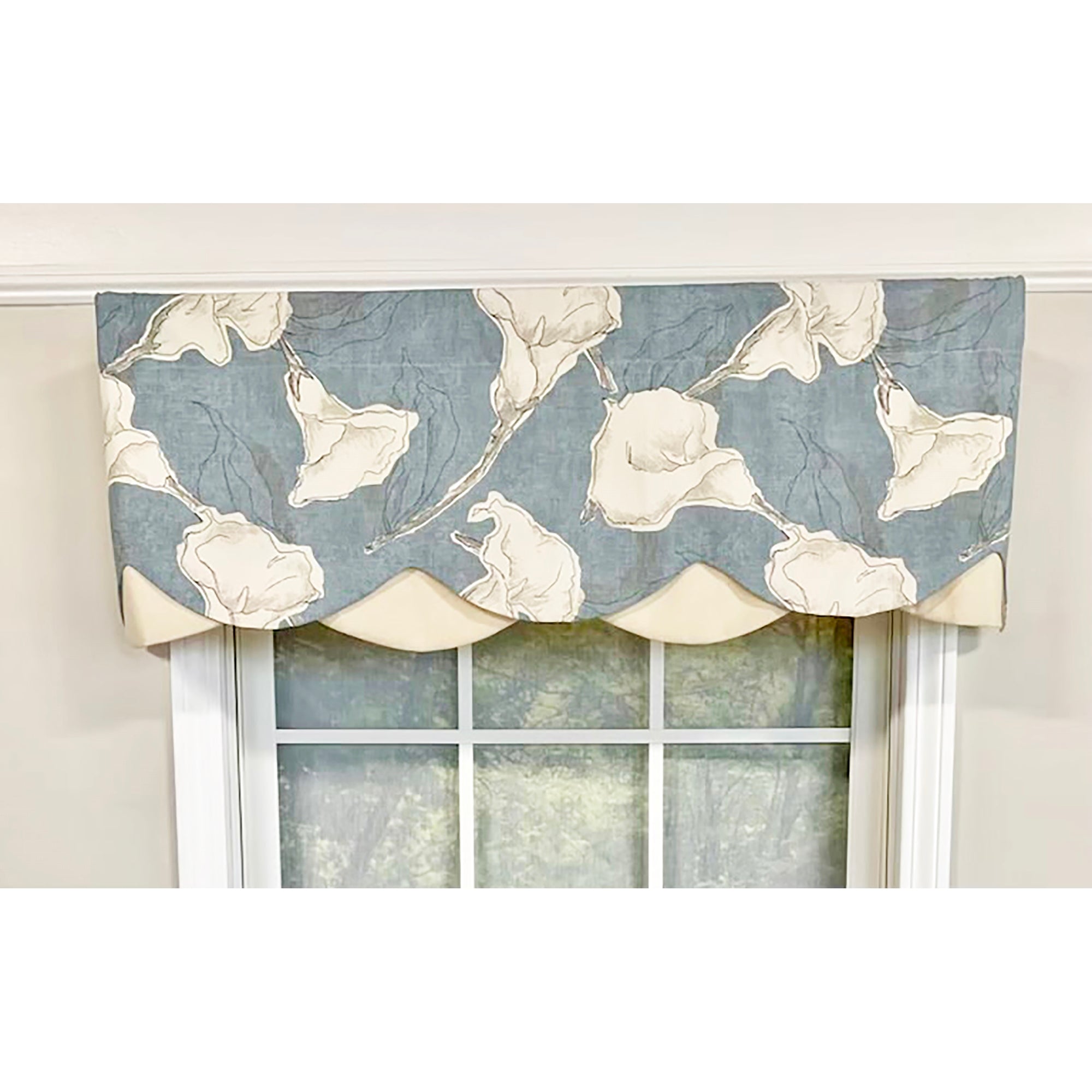 Calla Petticoat Valance 3in Rod Pocket Contrast Bottom Fabric 50in x 15in by RLF Home
