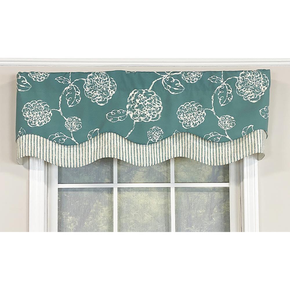 Pouf Floral Glory 3in Rod Pocket Layered Window Valance 50in x 16in by RLF Home