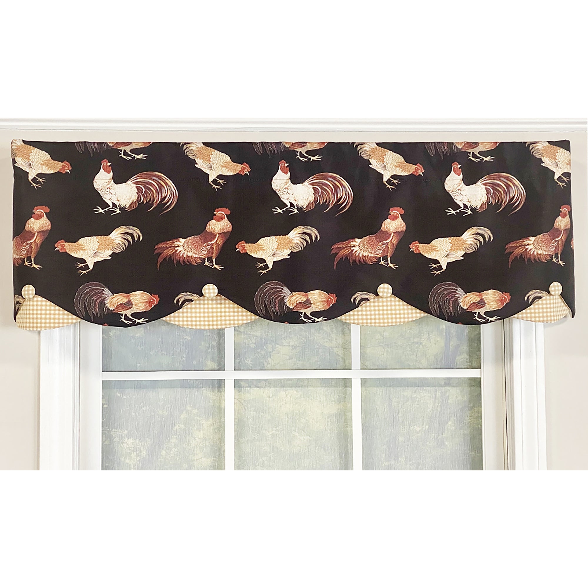 Cockadoodle Petticoat 3"Rod Pocket Window Valance 50" x 15" Black by RLF Home