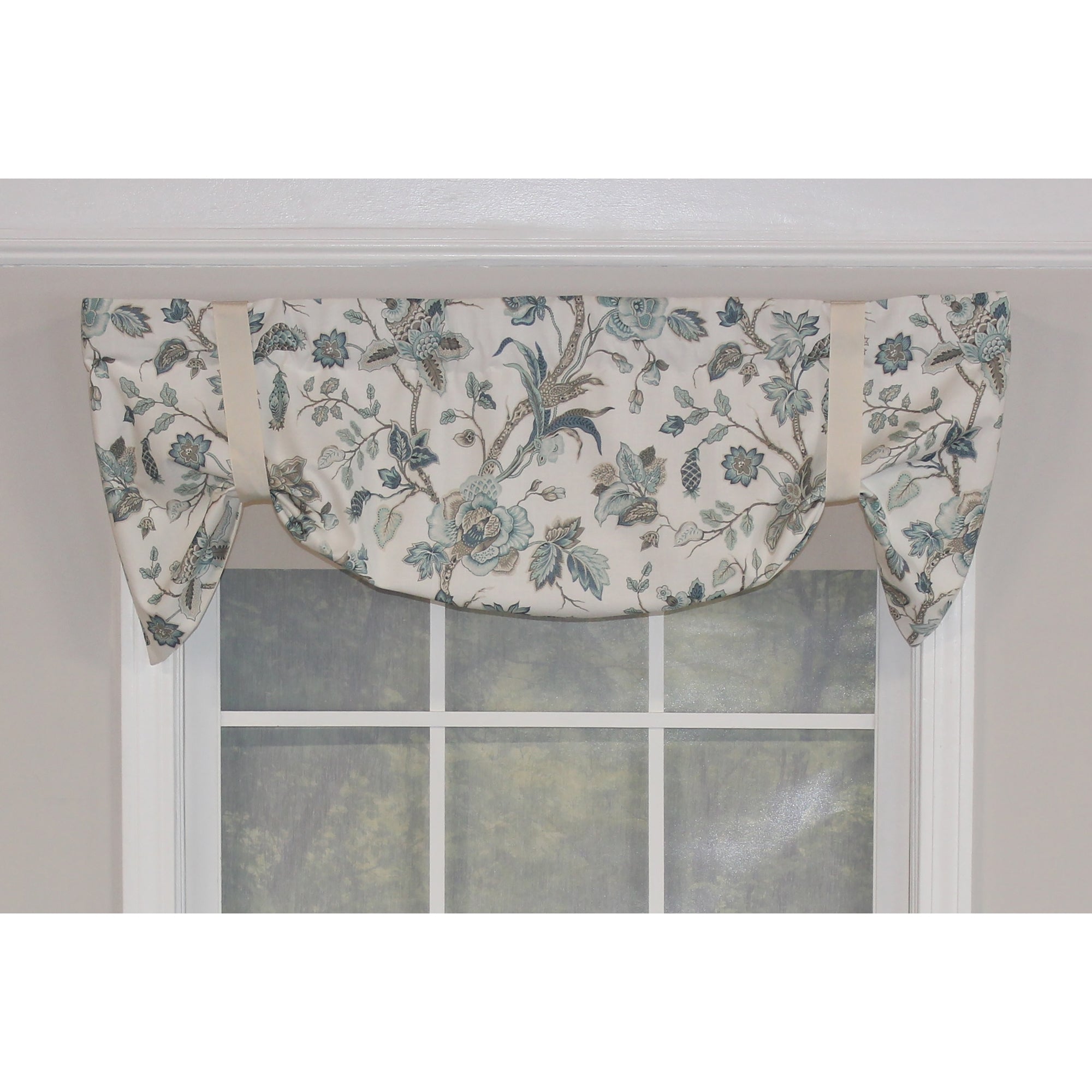 Gianna Suspender 3in Rod Pocket Ribbon Tie Window Valance 50in x 17in by RLF Home