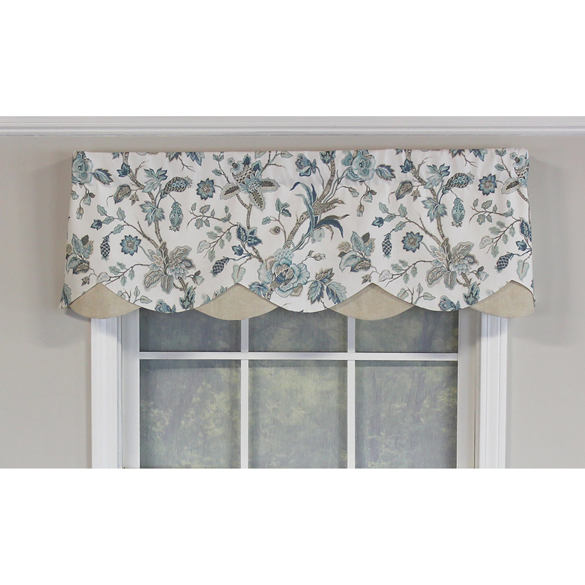 Gianna Petticoat 3in Rod Pocket Contrast Bottom Fabric Valance 50in x 15in by RLF Home