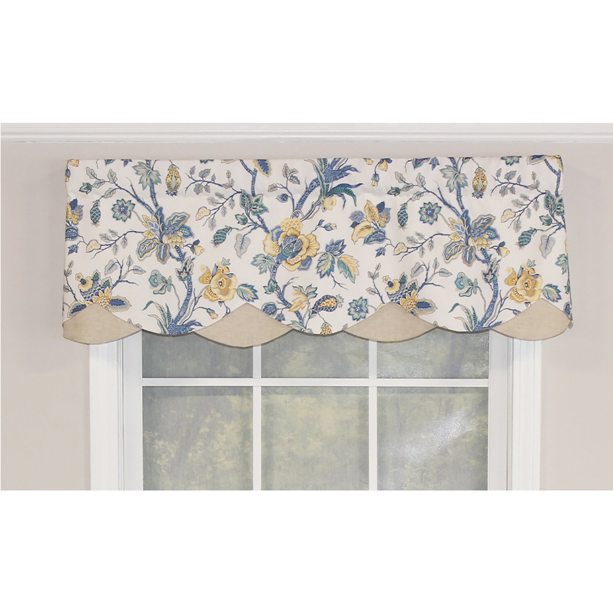 Gianna Petticoat 3in Rod Pocket Contrast Bottom Fabric Valance 50in x 15in by RLF Home