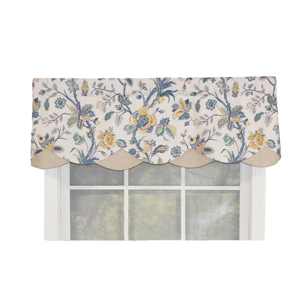 Gianna Petticoat 3in Rod Pocket Contrast Bottom Fabric Valance 50in x 15in by RLF Home