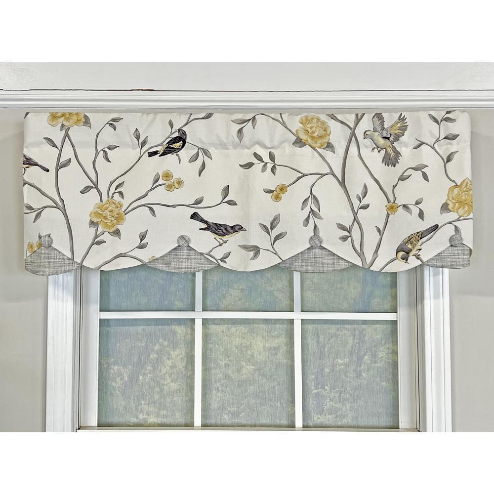 Trend Bird Petticoat with Handmade Buttons Window Valance 50in x 15in by RLF Home