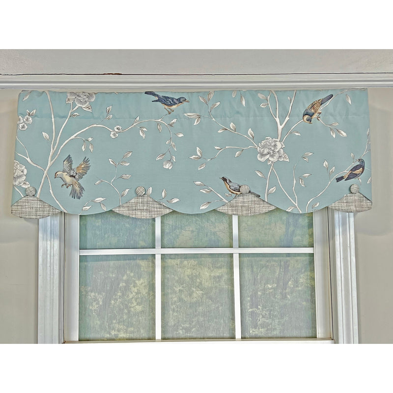 Trend Bird Petticoat with Handmade Buttons Window Valance 50in x 15in by RLF Home