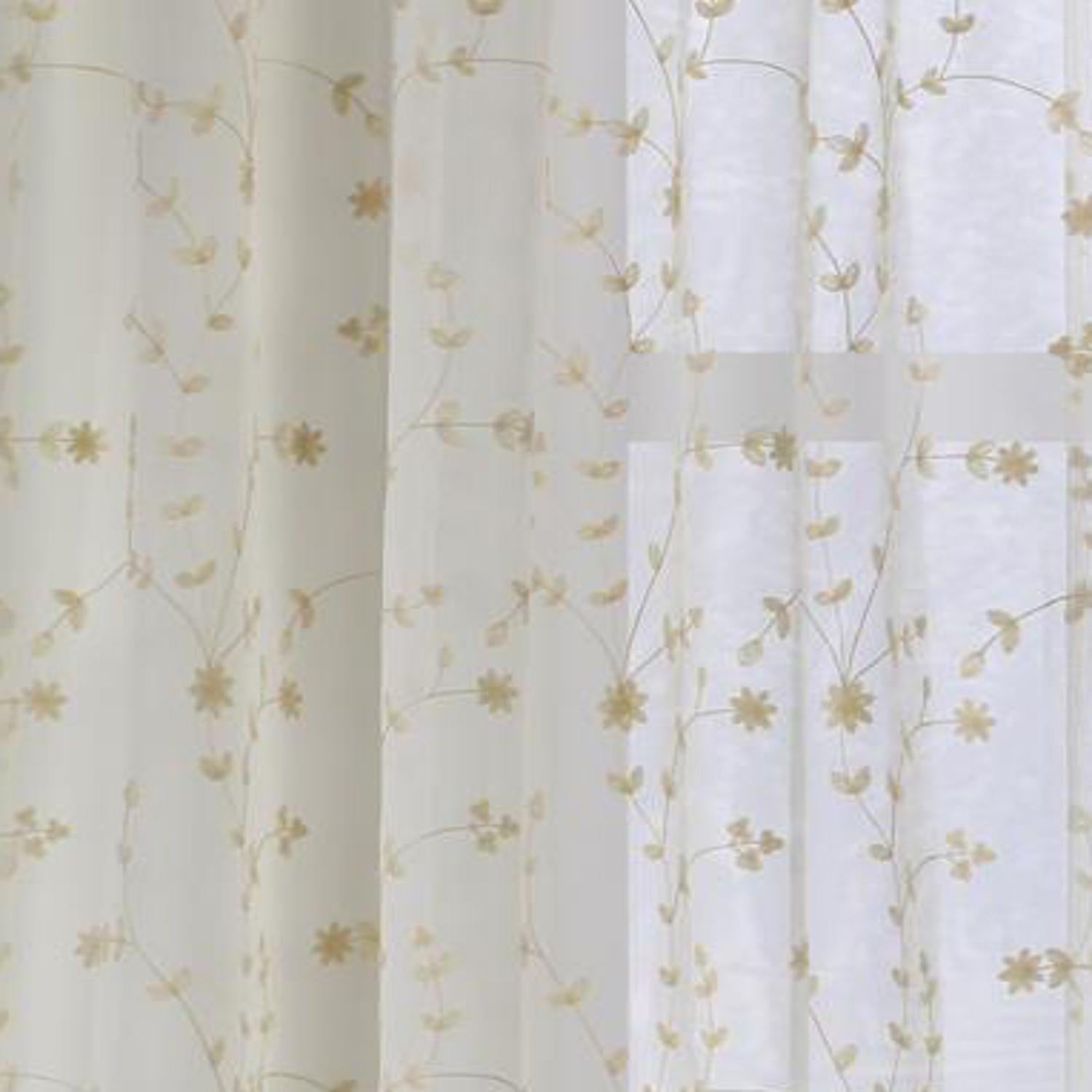 Commonwealth Habitat Grandeur Deep Scalloped Embroidery Pole Top Window Panel - Cream