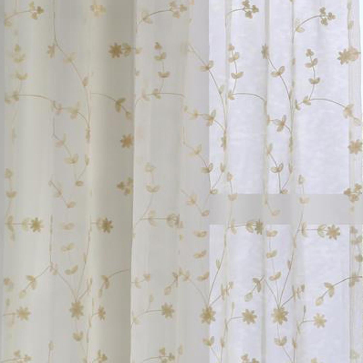 Commonwealth Habitat Grandeur Deep Scalloped Embroidery Pole Top Window Panel - Cream