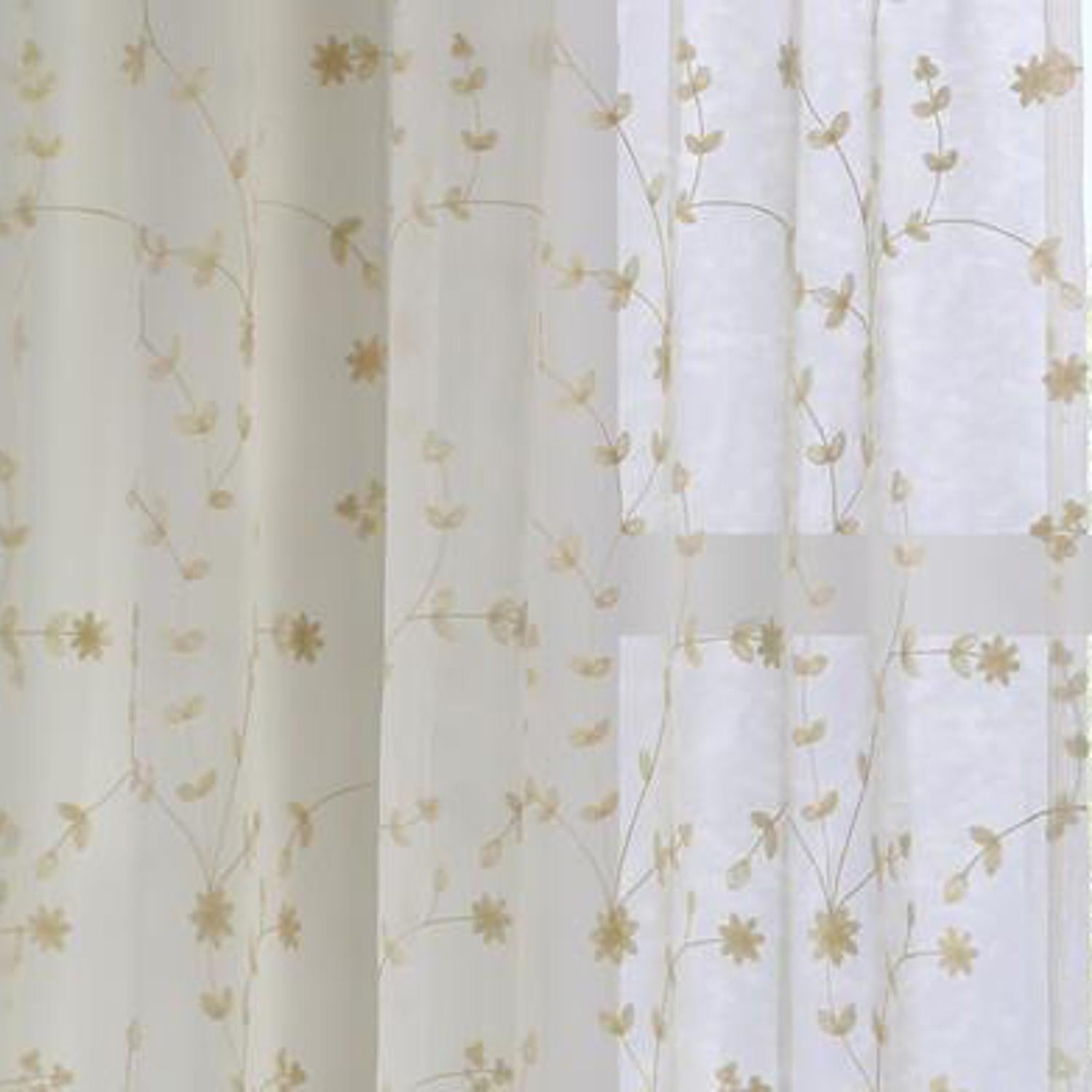 Commonwealth Habitat Grandeur Deep Scalloped Embroidery Pole Top Window Panel - Cream