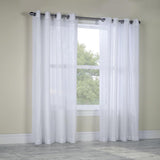 Habitat Broadway Smooth Textured Boho Chic Inspired Sheer Panel Grommet Curtain Panel White