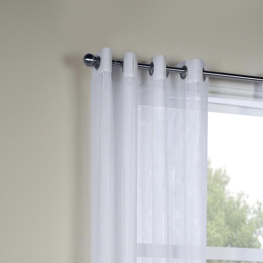 Habitat Broadway Smooth Textured Boho Chic Inspired Sheer Panel Grommet Curtain Panel White