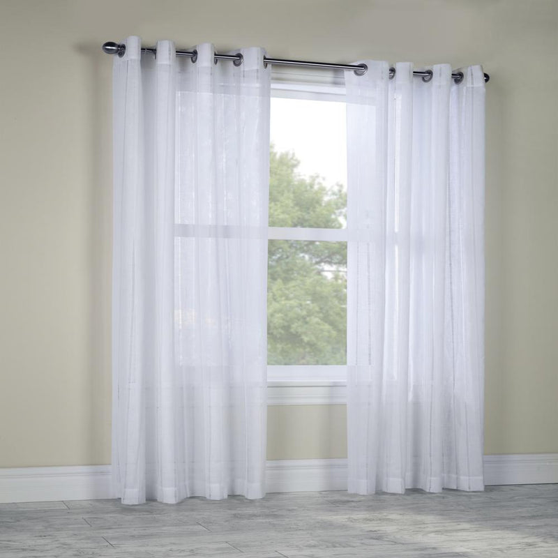 Habitat Broadway Smooth Textured Boho Chic Inspired Sheer Panel Grommet Curtain Panel White