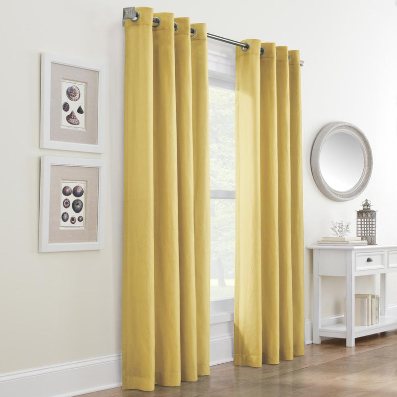 Habitat Harmony Light Filtering Crinkled Texture on Supple Drapeable Flowing Fabric Grommet Curtain Panel Yellow