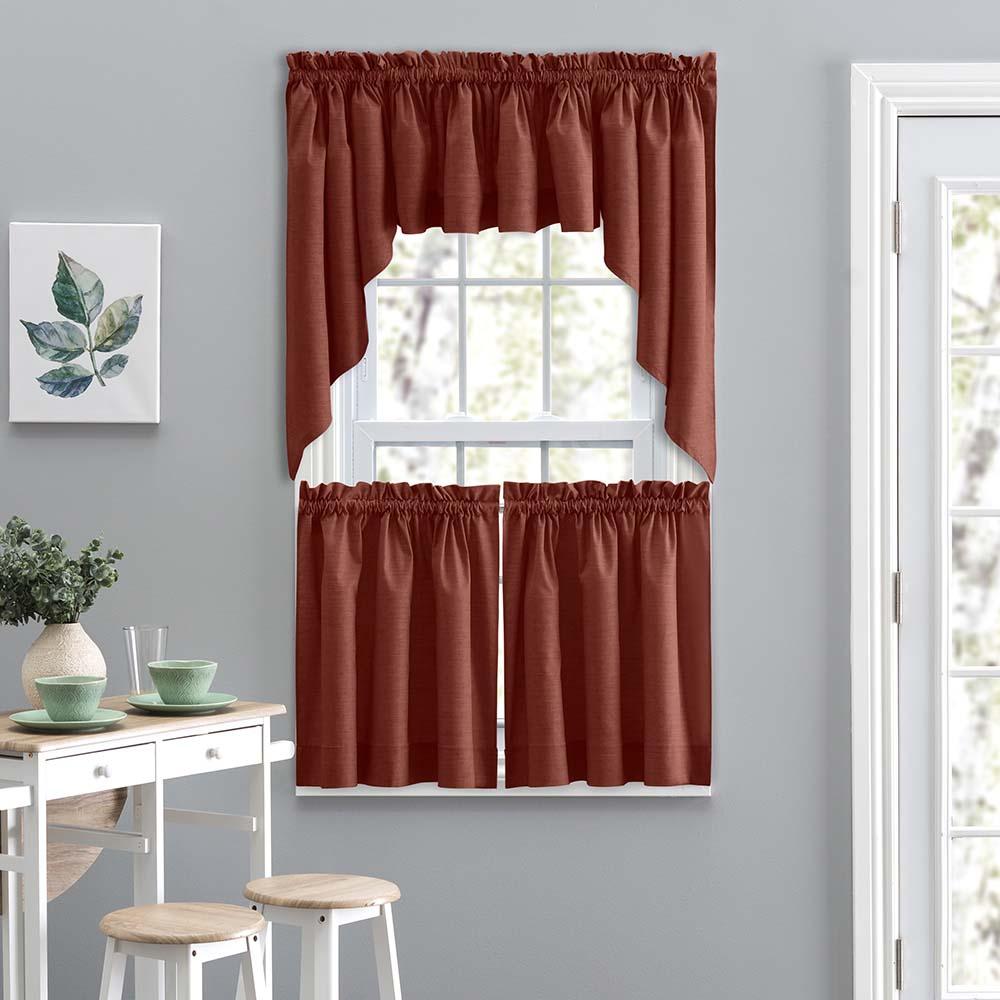 Ellis Lisa Solid Color Poly Cotton 1.5" Rod Pocket Duck Fabric Stylish Tailored Valance 58" x 15" Red